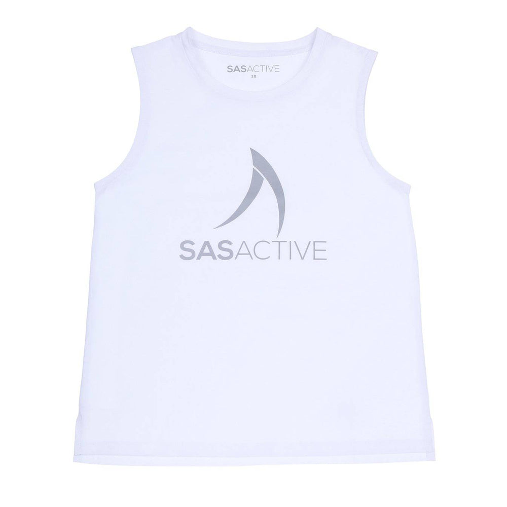 SASACTIVE Reflective Print Sleeveless Tee - WHITE
