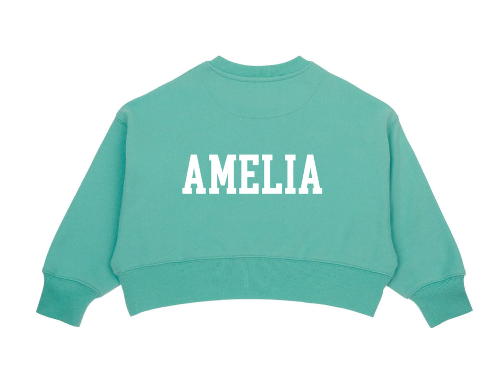 Girls Teal Cropped Crew Neck Jumper PRE SALE