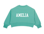 Girls Teal Cropped Crew Neck Jumper PRE SALE