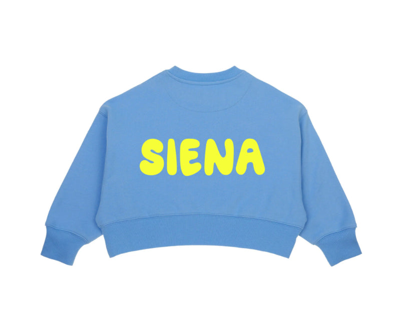 Girls Butterfly Blue Cropped Crew Neck Jumper PRE SALE