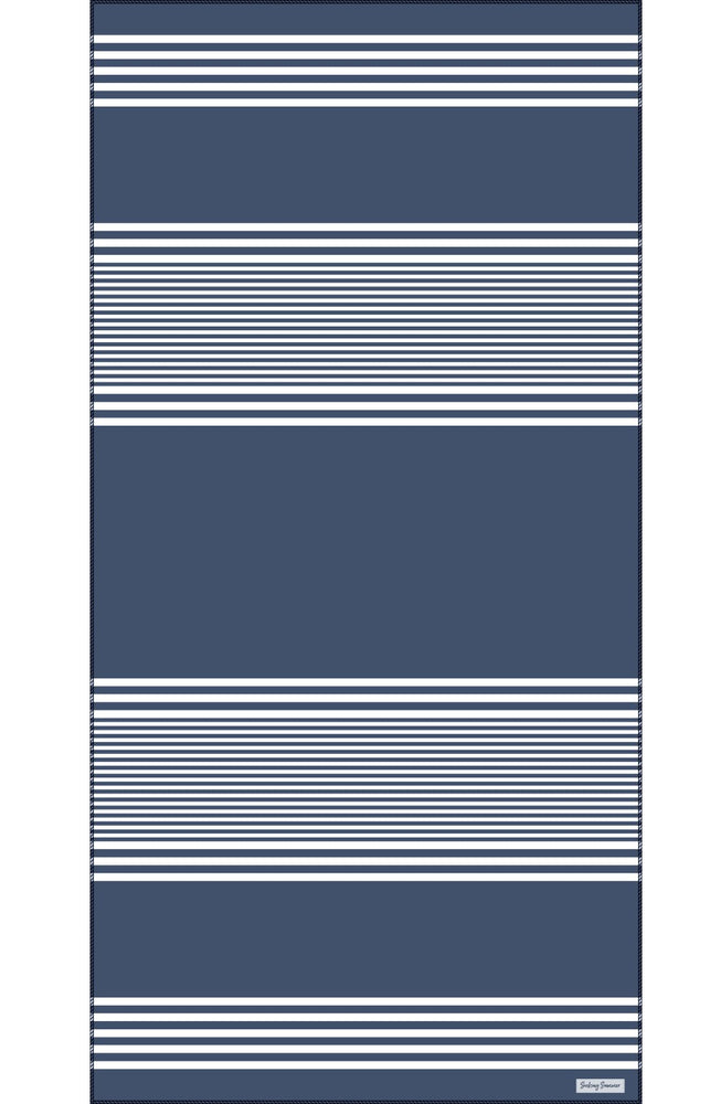 Seeking Summer Navy Blue Stripe Sand Free Beach Towel