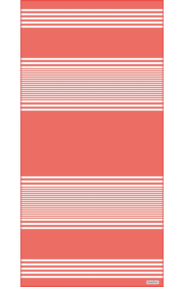 Seeking Summer Coral Stripe Sand Free Beach Towel