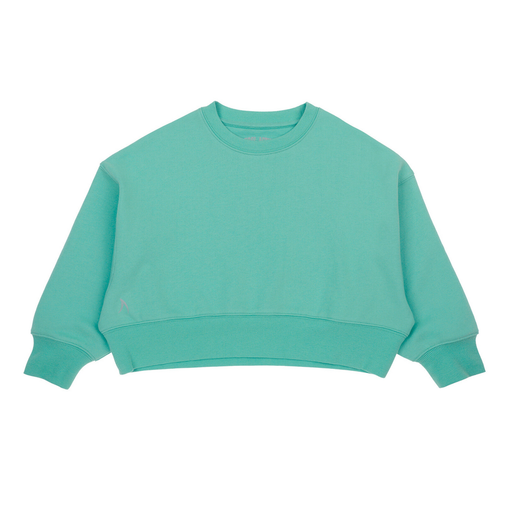 Girls Teal Cropped Crew Neck Jumper PRE SALE