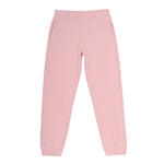 Girls’ pink track pants made from soft fleece fabric with an elastic waistband and tie for a secure fit. Perfect for school, sports, and everyday wear.