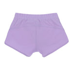 Girls violet recycled dance shorts with a high-waisted fit and internal brief for extra coverage, perfect for ballet, gymnastics, and cheerleading.