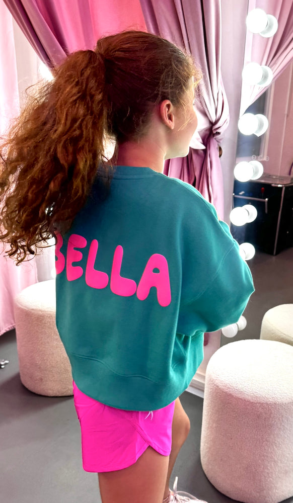 Girls Teal Cropped Crew Neck Jumper PRE SALE