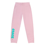 Personalised girls’ pink track pants with custom name or logo option. Ideal for school teams, dance, and activewear sets.