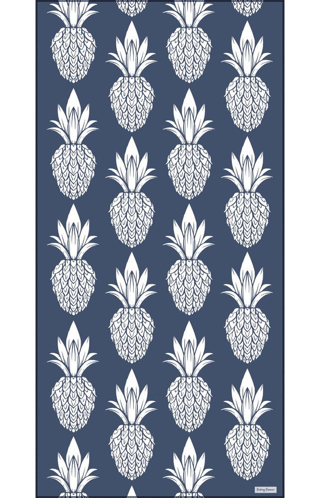 Seeking Summer Navy Blue Pineapple Sand Free Beach Towel