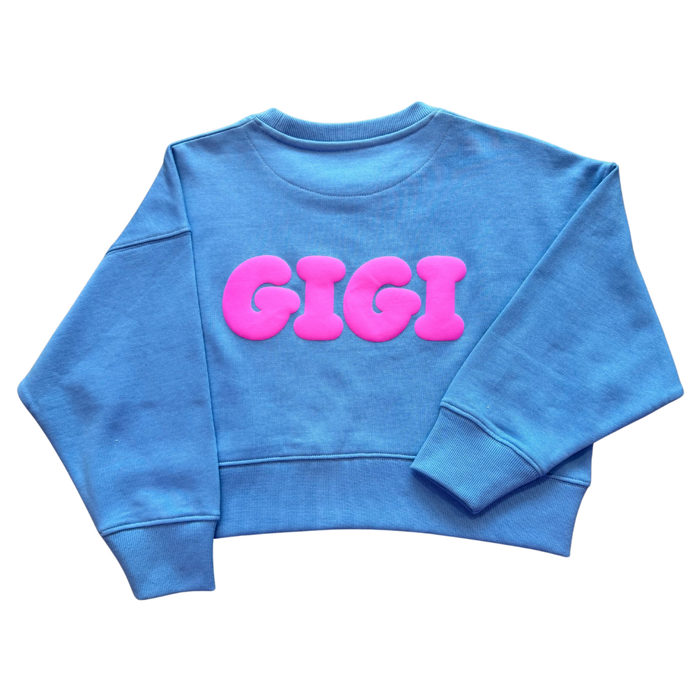 Girls Butterfly Blue Cropped Crew Neck Jumper PRE SALE