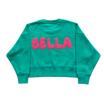 Girls Teal Cropped Crew Neck Jumper PRE SALE
