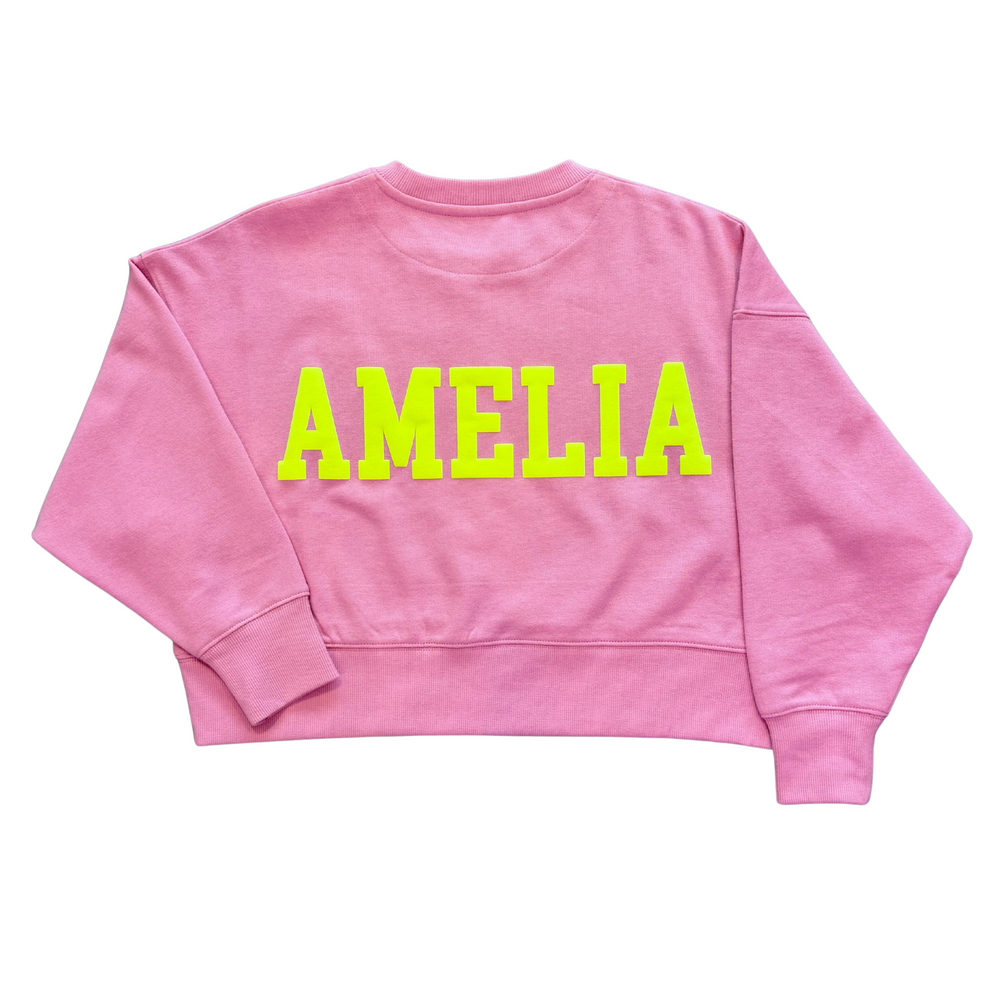 Girls Fairy Floss Pink Cropped Crew Neck Jumper PRE SALE