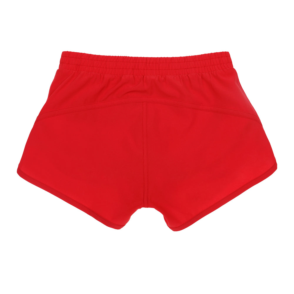 girls red gym shorts girlsredsustainablefashiondancerunningtennislittleathleticsshortswithinternalbriefbackview