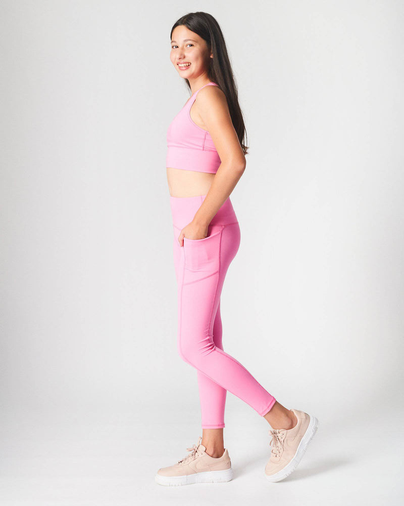 Girls Candy Pink Long Leggings School Active Sports