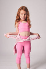 Girls high waisted Pink 3/4 Leggings and crop top set - School Active Sports