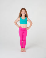 Girls Magenta pink long leggings little athletics
