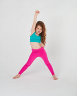 Girls Magenta pink long leggings little athletics