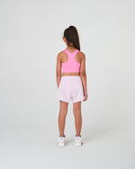Girls pink sports shorts in sustainable fabric