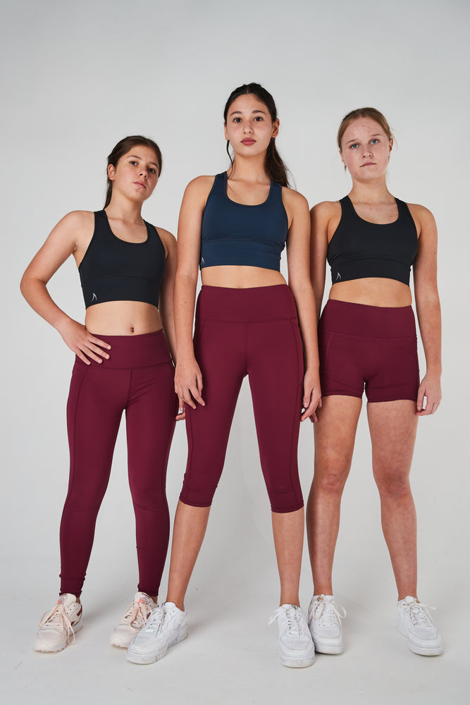 Girls maroon sports uniform pants leggings athletics