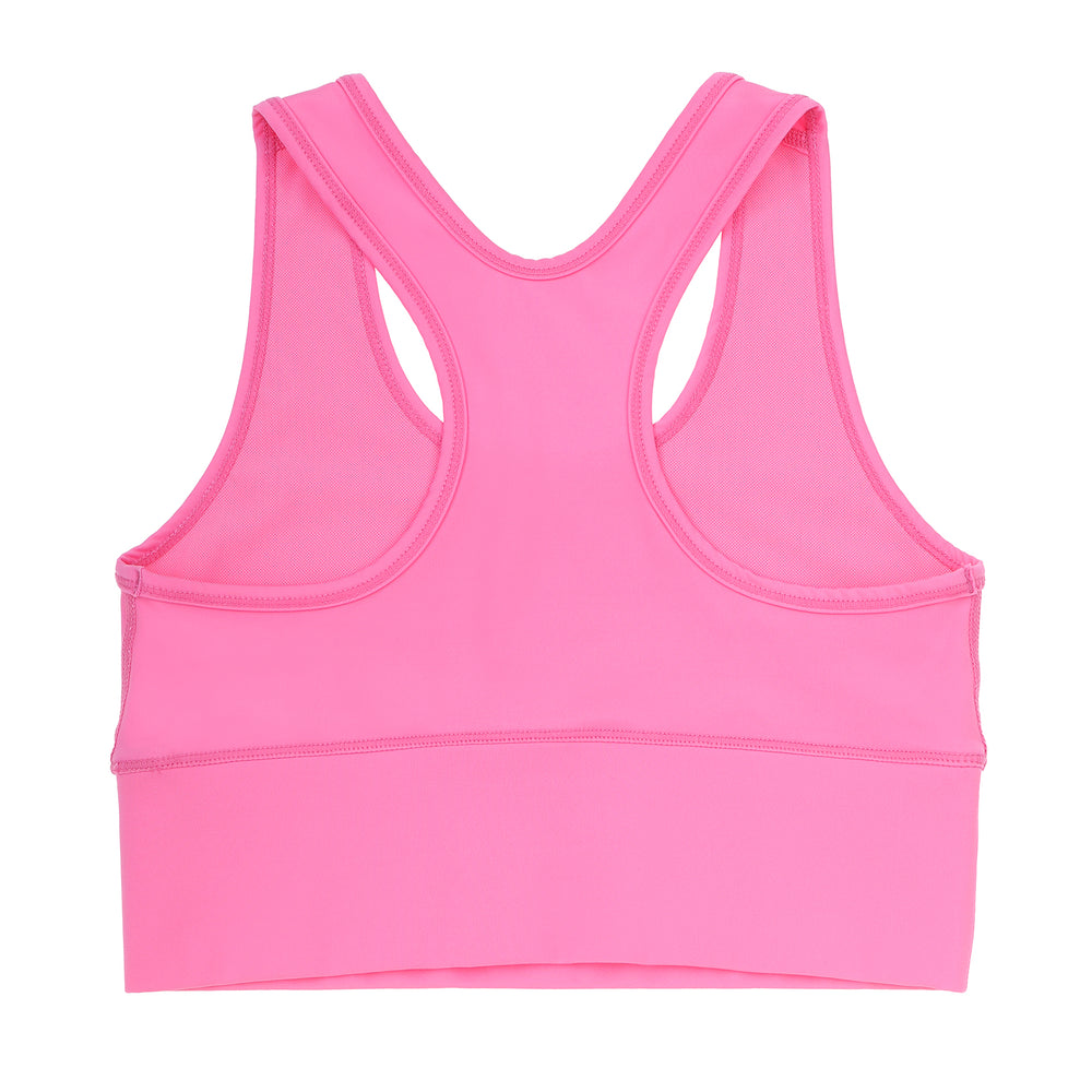 Girls Candy Pink racer back sports crop top - BAck view - School Active Sports
