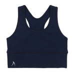 Girls Navy Blue racer back sports crop top - Front view - School Active Sports