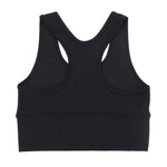 Girls black racer back sports crop top bra _ Backview for dance, gymnastics top, physic outfit, girls black activewear crop top in sizes 4 - 14.