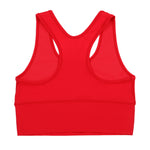Girls red racer back sports crop top bra - Back view School Active Sports designed in Australia