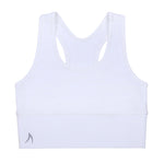 Girls white racer back sports crop top bra - Front
