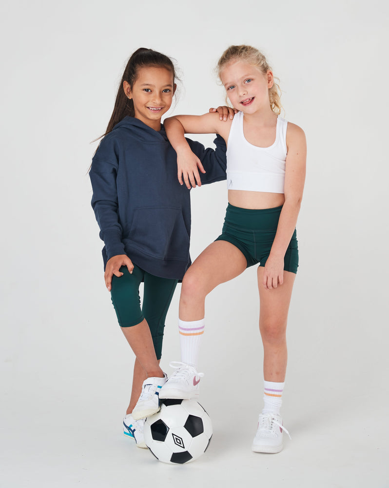 Green forrest school sports netball shorts with side pocket