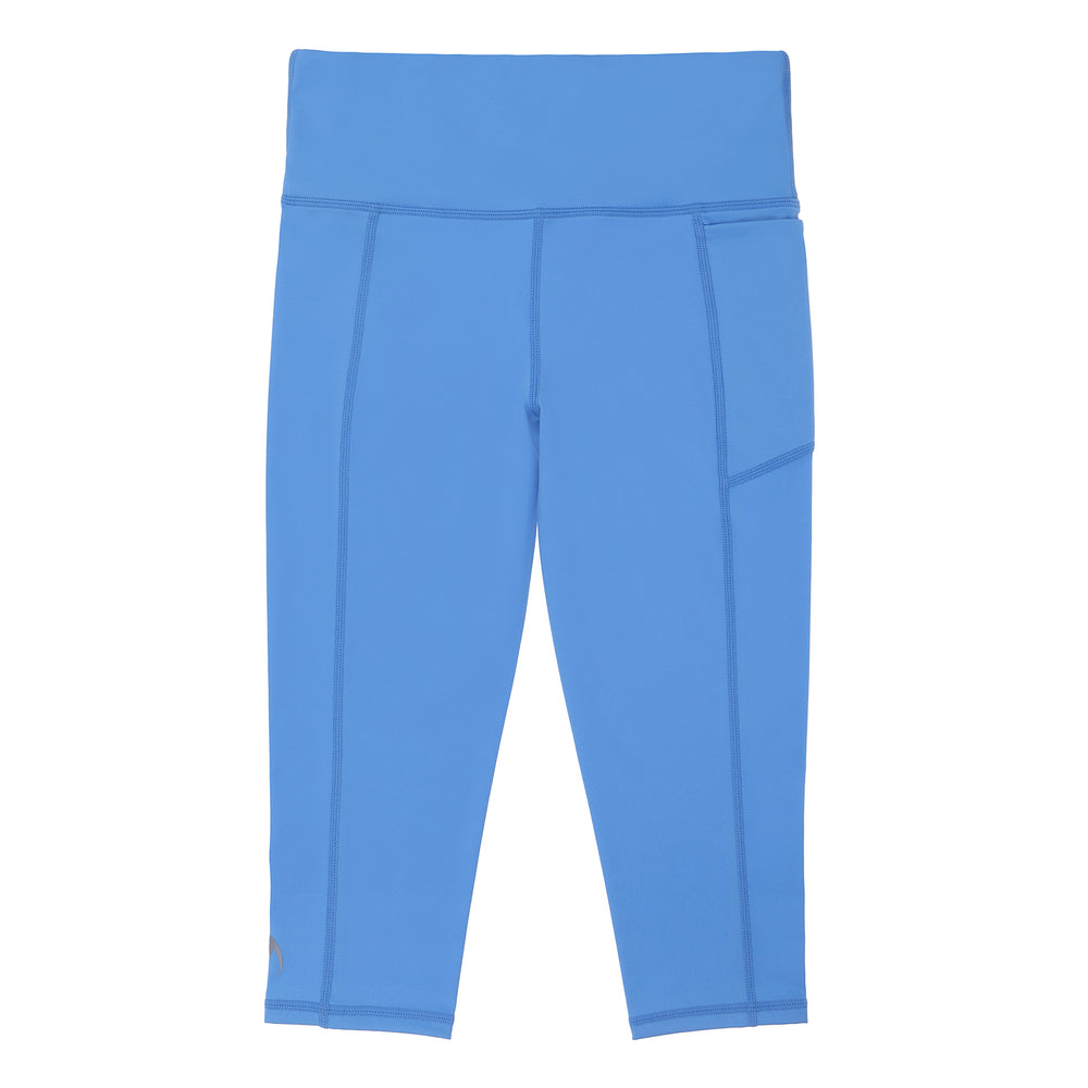 Girls 3/4 periwinkle blue light blue nylon sports kids activewear netball gymnastics leggings 