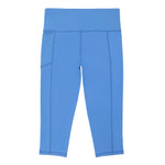 Girls 3/4 periwinkle blue light blue nylon sports kids activewear netball gymnastics leggings side pocket inside pocket