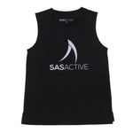 SASACTIVE Reflective print sleeveless tee - BLACK