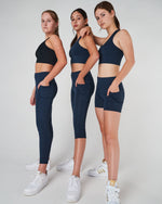 Navy School sports shorts for netball and athletics with pocket