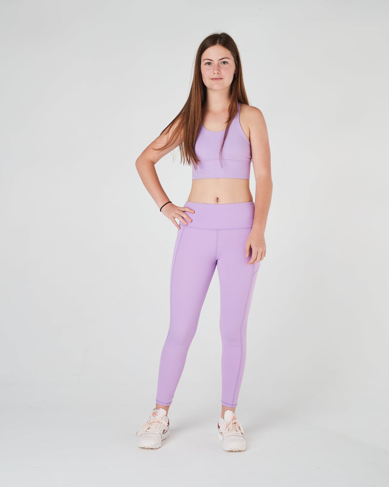 Purple mauve long running girls tween leggings w