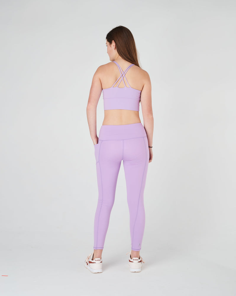 Purple mauve long running girls tween leggings back view