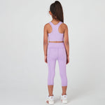 Purple girls activewear running 3/4 length leggings