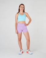 Purple short tennis bike shorts for netball