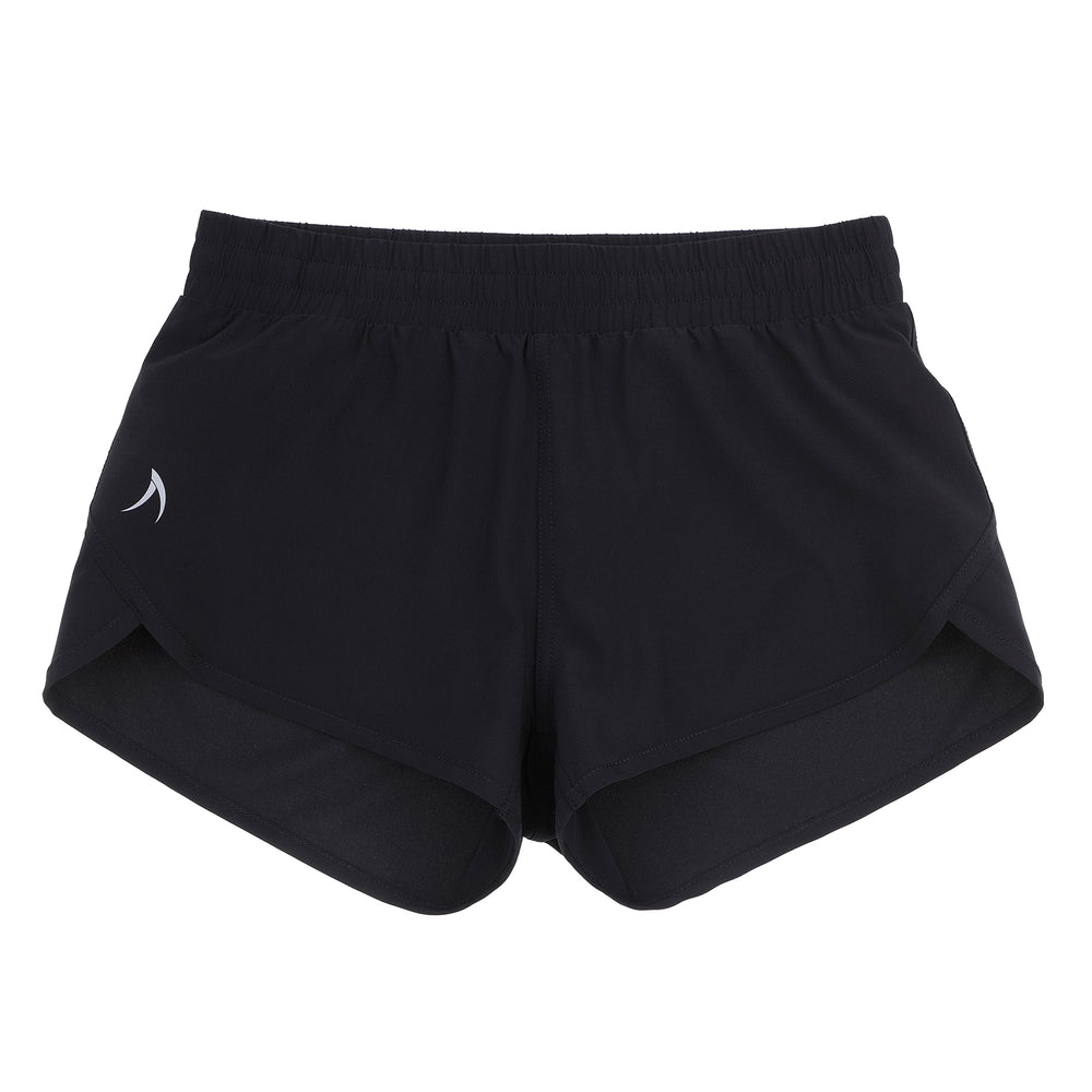 Super light black recycled fibre girls sports running shorts by SASACTIVE, School Active Sports - Front View
