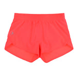 Super light neon orange recycled fibre girls sports running shorts by SASACTIVE- Front View - School Active Sports