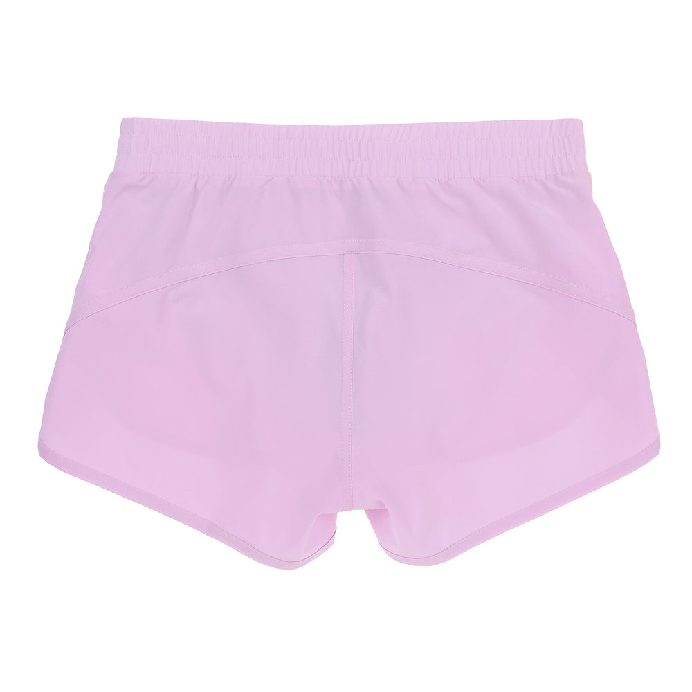 Super light pink recycled fibre girls sports running shorts by SASACTIVE - BAck View - School Active Sports