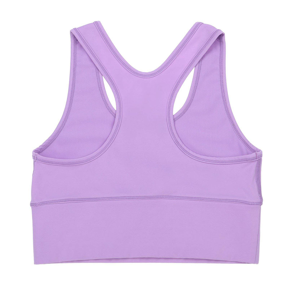 Customisable girls purple violet crop top with a secure fit, perfect for dance schools, teams, and school sports.