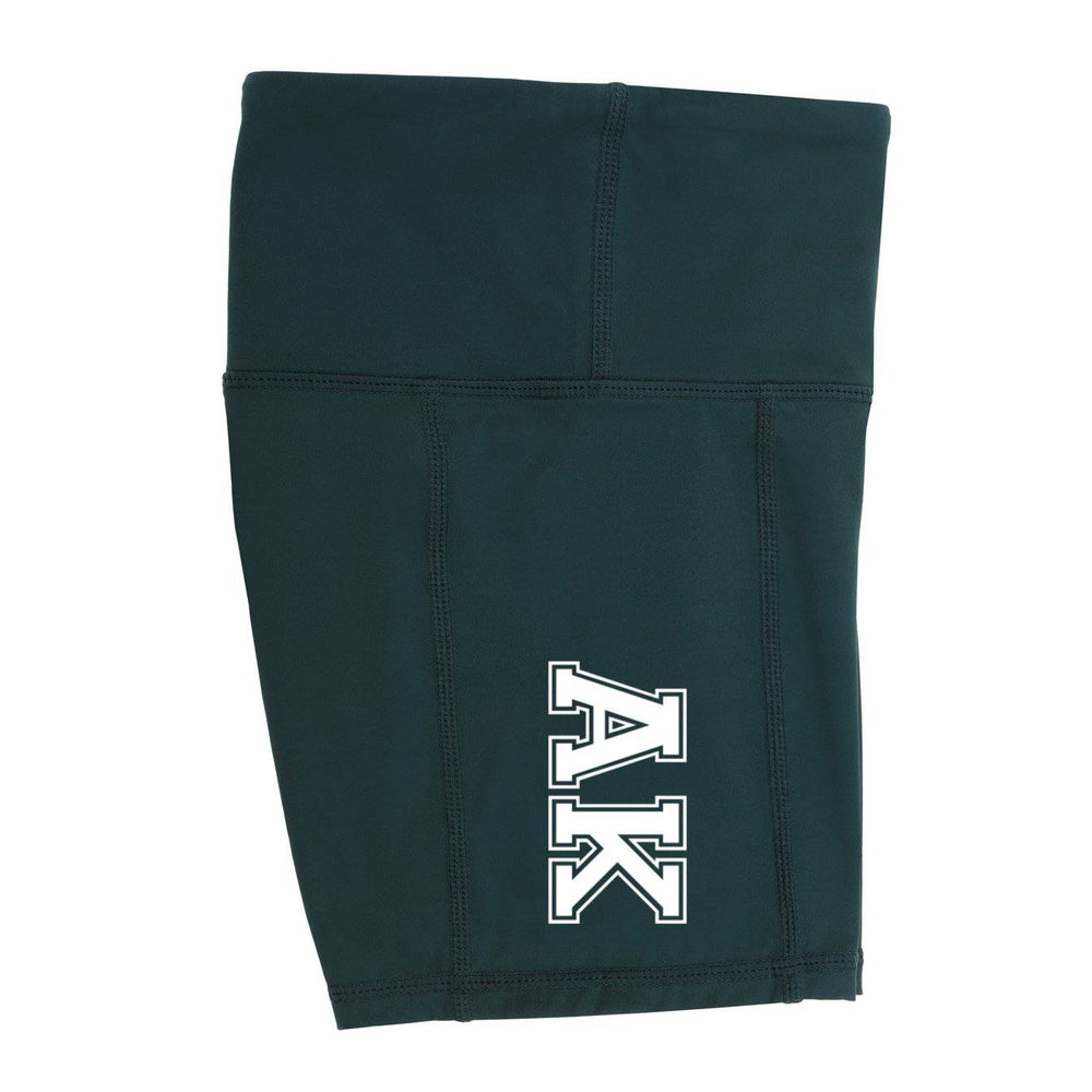 Customisable forest green bike shorts for school sports teams, available with personalised name printing and logo branding. School Active Sports
