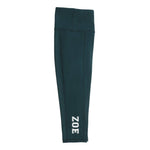 Forest Green and Bottle Green 3/4 leggings – breathable and flexible for school sports.