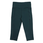 Forest Green and Bottle Green 3/4 leggings – breathable and flexible for school sports.