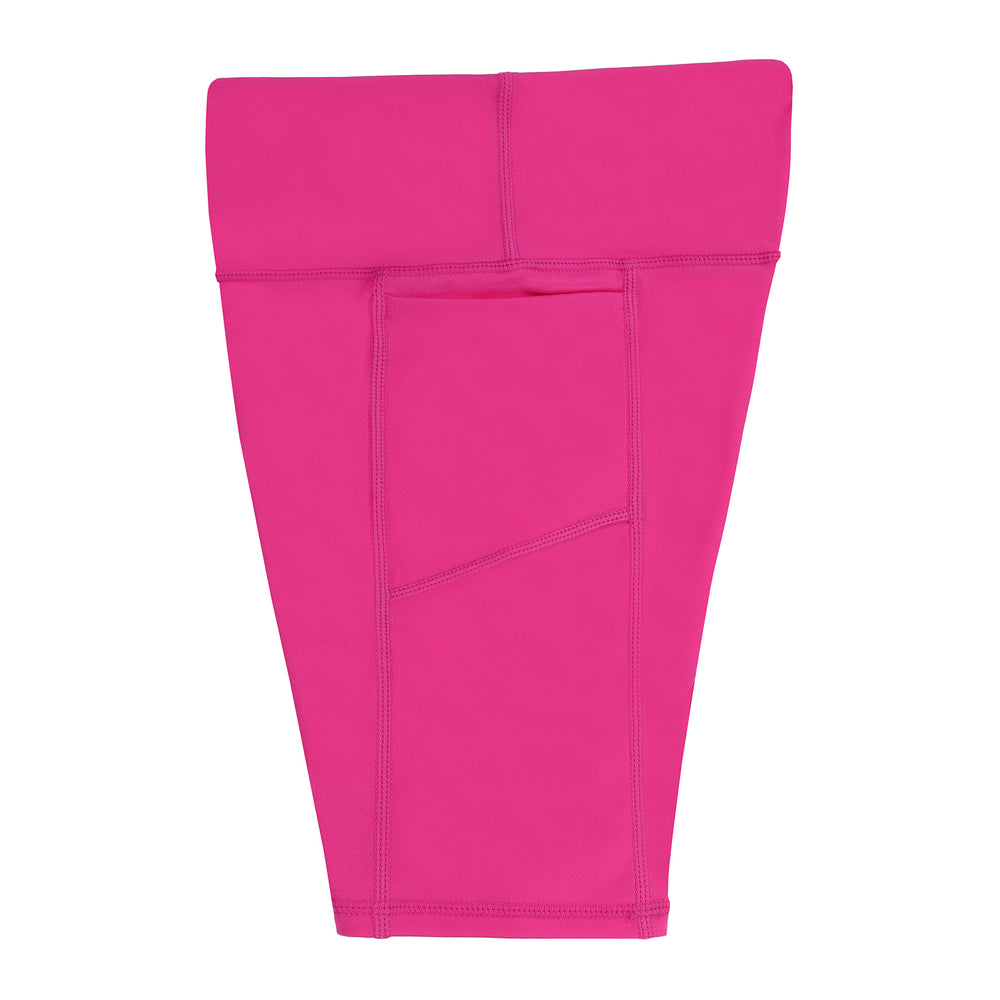 Girls mid thigh magenta bike shorts with moisture wicking, quick-dry fabric and 4-way stretch for school sports and training